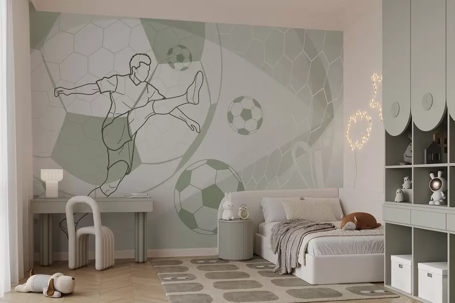 wall murals Soccer player and balls w04601v2