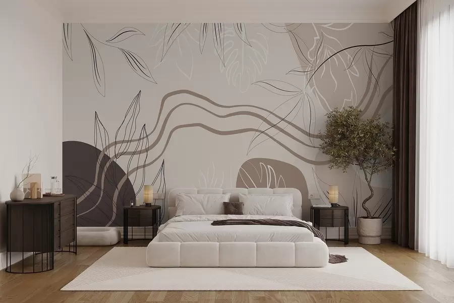 wall murals Abstract with leaves w04604