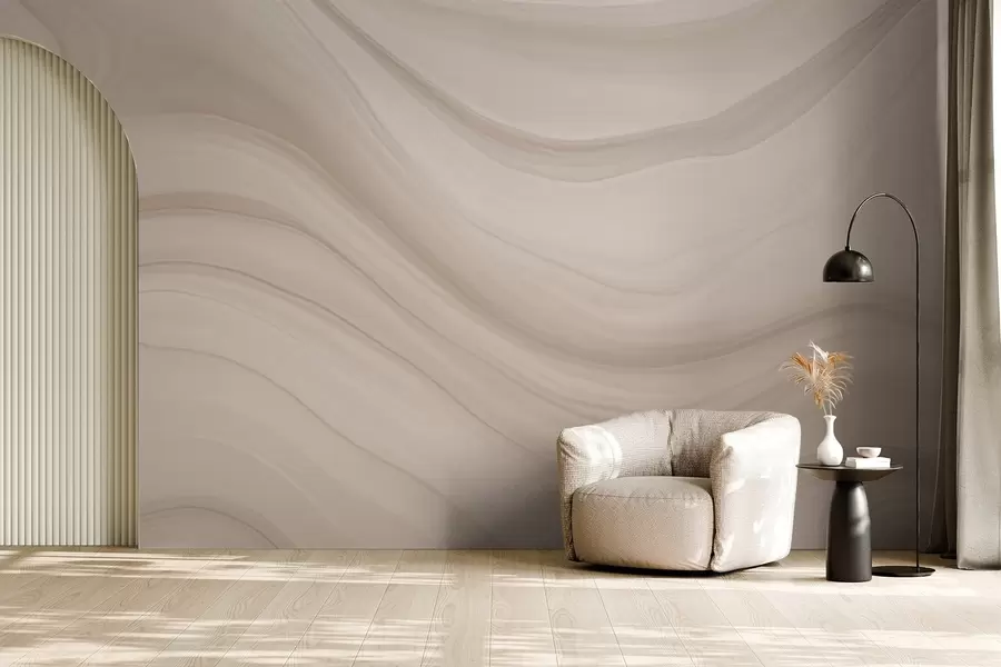 wall murals Light beige abstraction with soft waves w04257