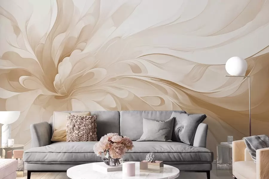 wall murals Gentle abstract swirl in beige tones w09392v1