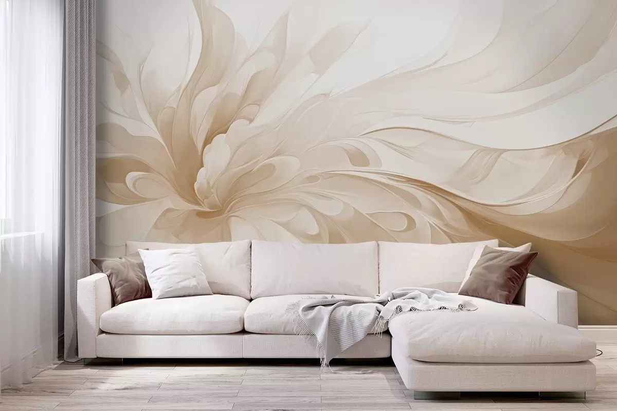 wall murals Gentle abstract swirl in beige tones w09392v1