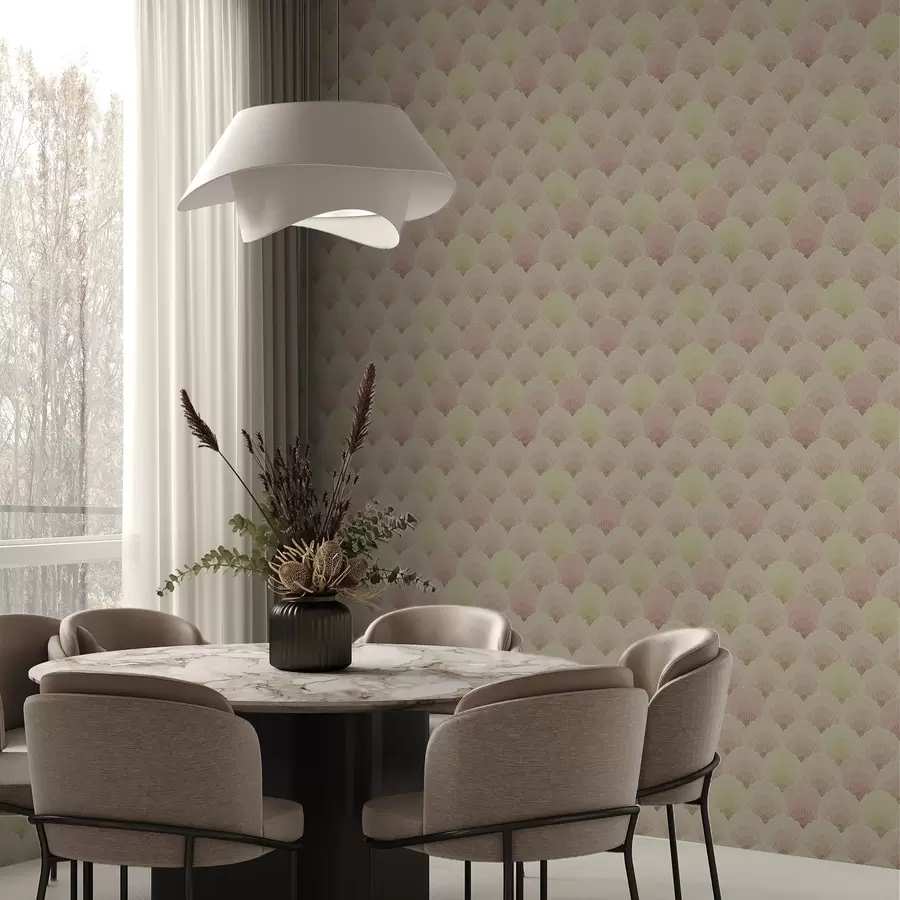 wall murals Art Deco shells in pastels — rhythmic pattern a00493