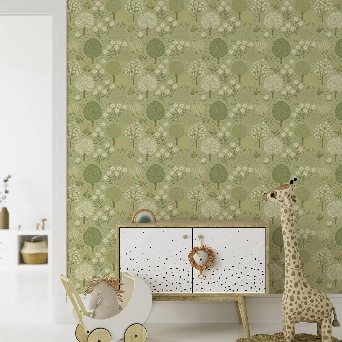 Wallpaper Kids’ green garden: trees, flowers and wheat a00586
