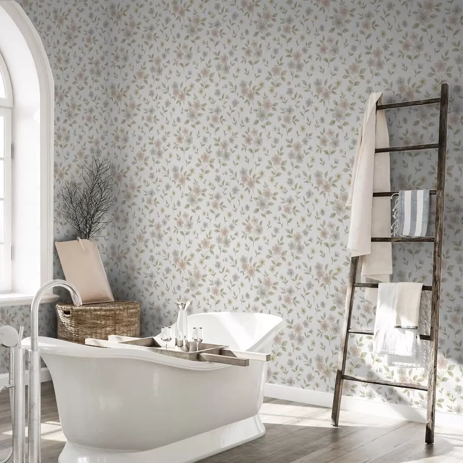 wall murals Small watercolor flowers in pastels on white a00596v1