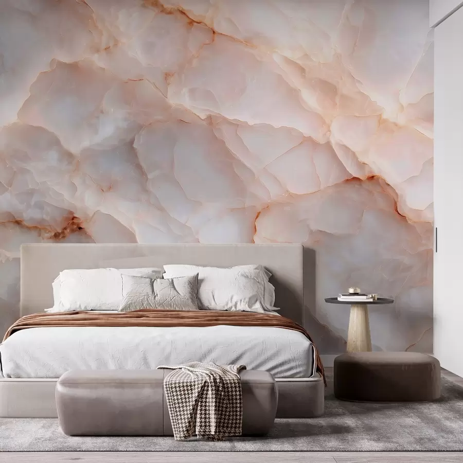 wall murals Luxurious imitation of marble in beige-gray tones with a shimmering effect w09412