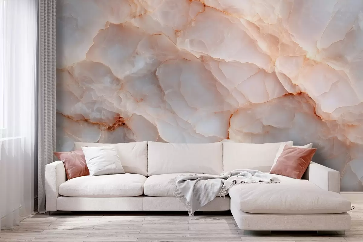 wall murals Luxurious imitation of marble in beige-gray tones with a shimmering effect w09412
