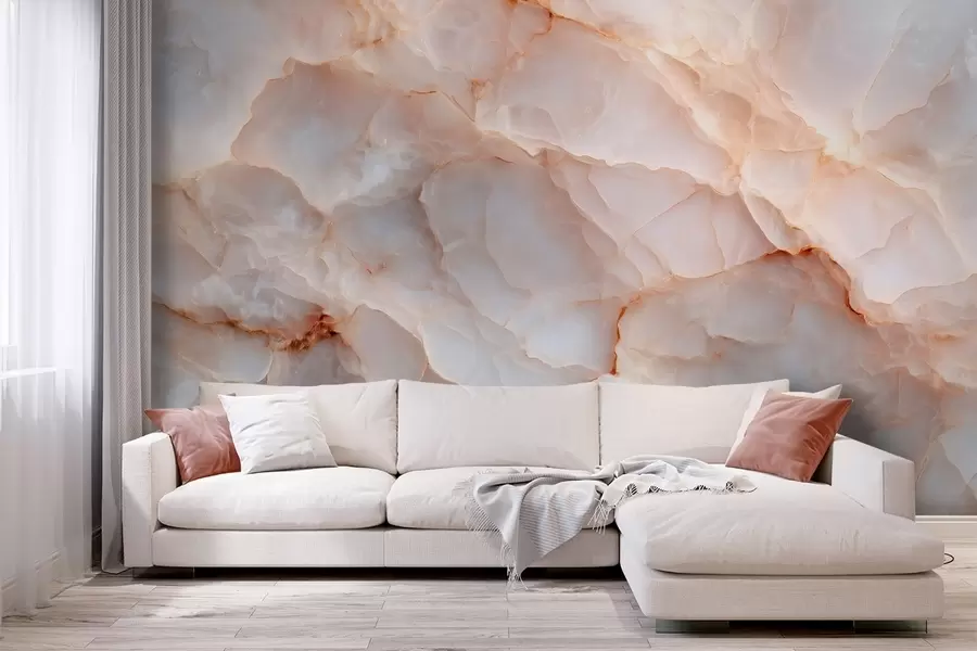 wall murals Luxurious imitation of marble in beige-gray tones with a shimmering effect w09412