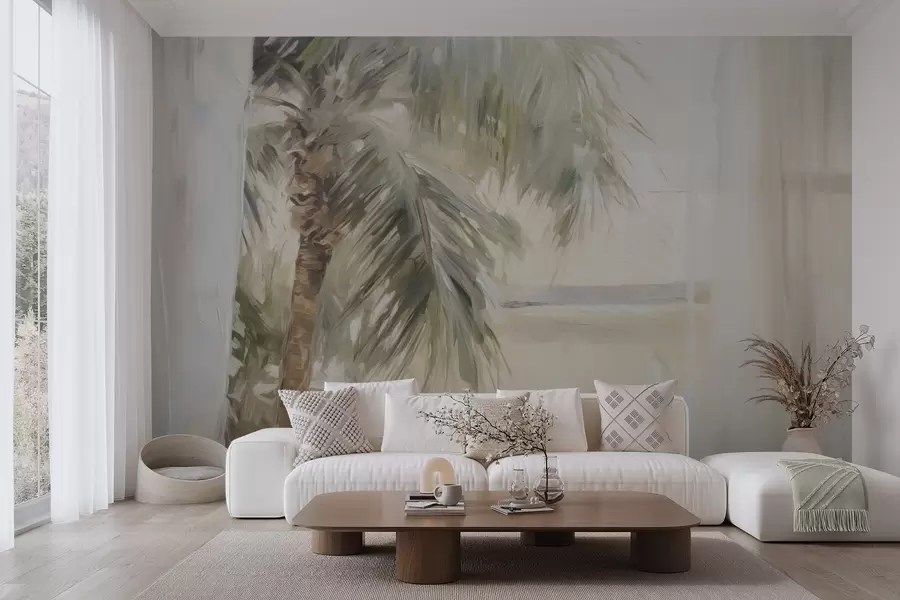 wall murals Palm tree outside the window w04653