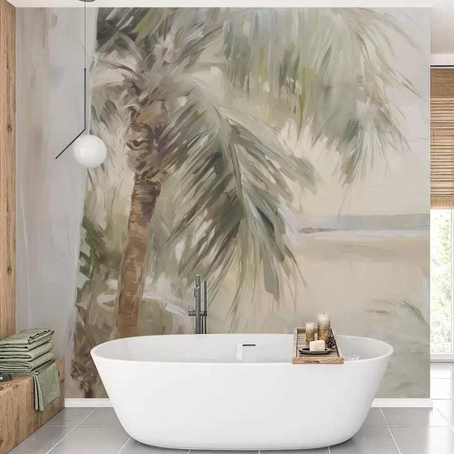 wall murals Palm tree outside the window w04653