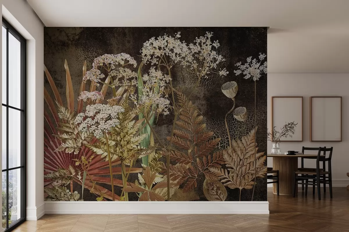 wall murals Herbarium on a dark background w09323
