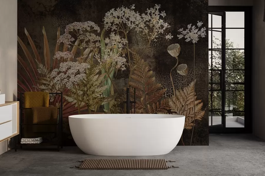 wall murals Herbarium on a dark background w09323