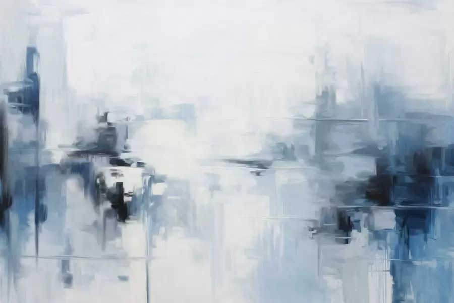 wall murals Abstract textured landscape painting imitation with blue and white brushstrokes, modern style w09422