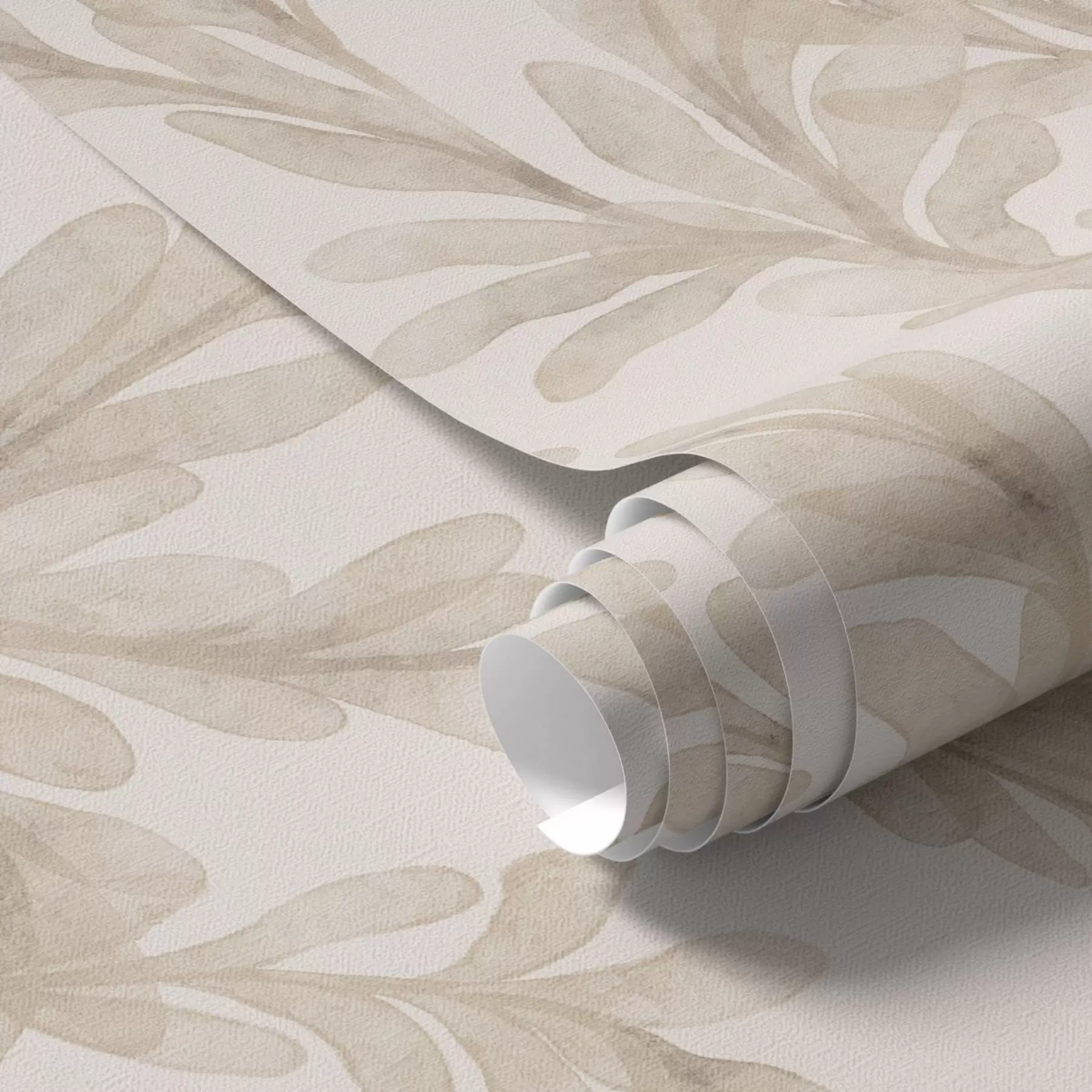 wall murals Watercolor beige branches, soft botanical motif a00617