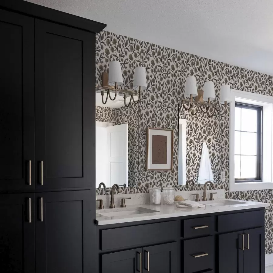 wall murals Wildflowers in gray-olive tones on a cream background a00623v1