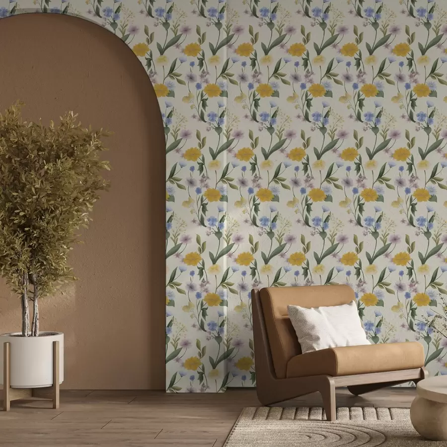 wall murals Gentle mix of wildflowers in pastel tones a00624