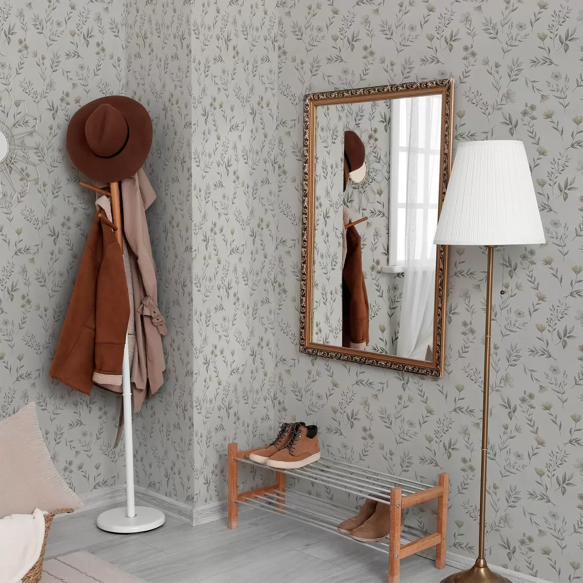 Wallpaper Small watercolor twigs and flowers on a light background a00665