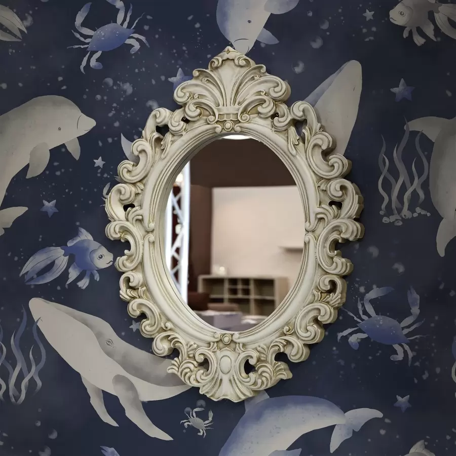 wall murals Sea whales, dolphins and crabs on a dark blue background a00720