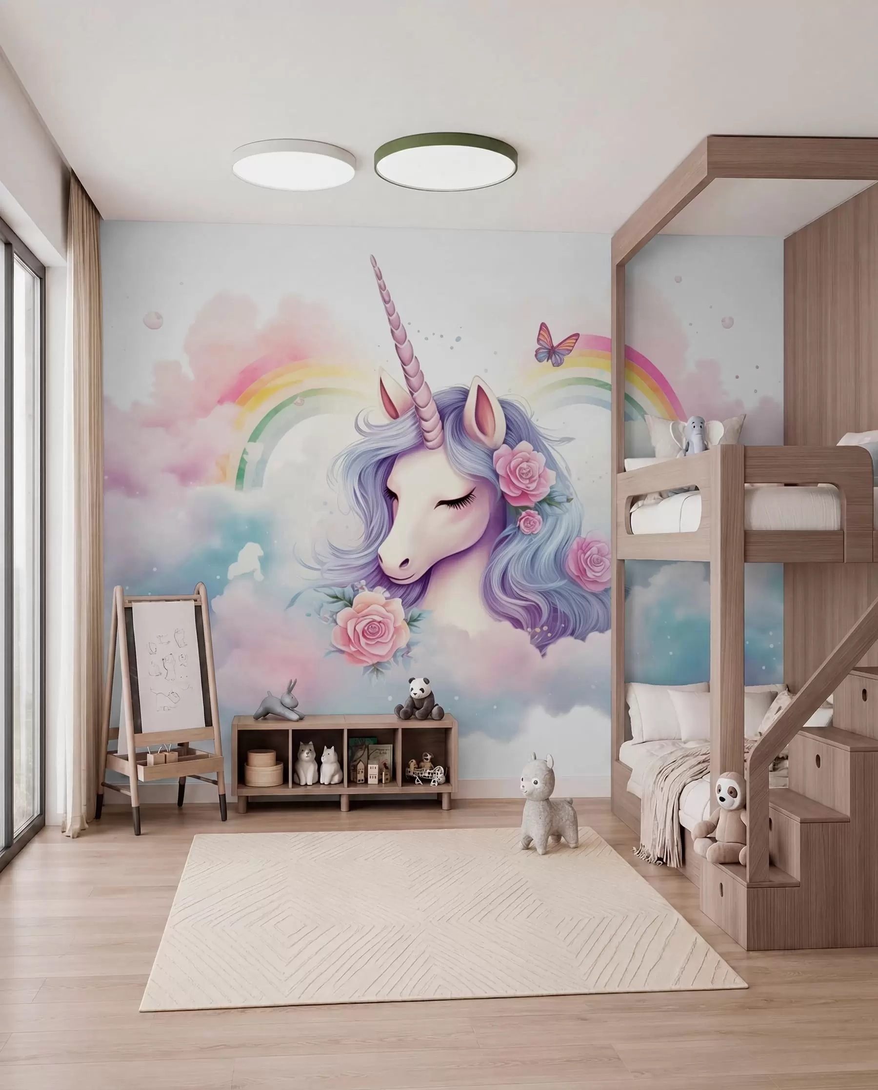 wall murals Unicorn and Rainbow w03990