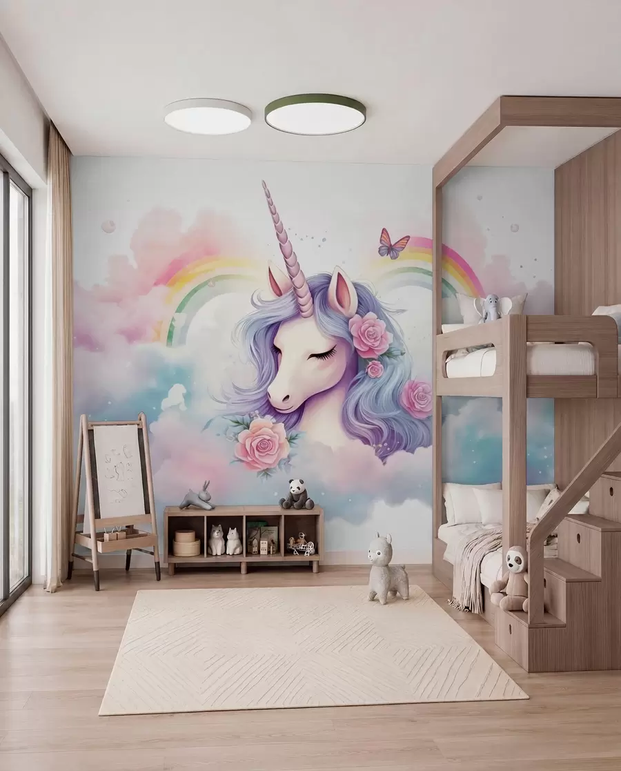 wall murals Unicorn and Rainbow w03990