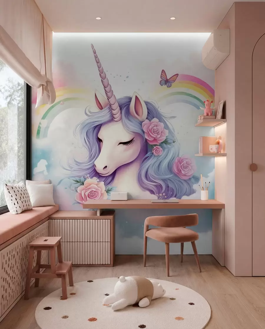 wall murals Unicorn and Rainbow w03990