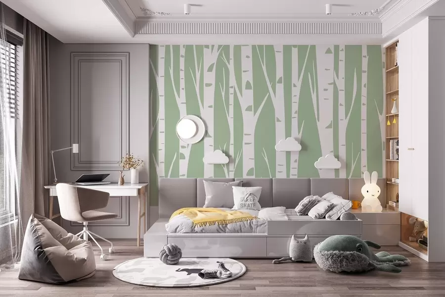 wall murals Birch forest w04658