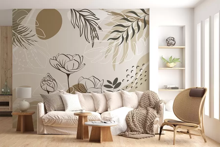 wall murals Abstract flowers and leaves w04662