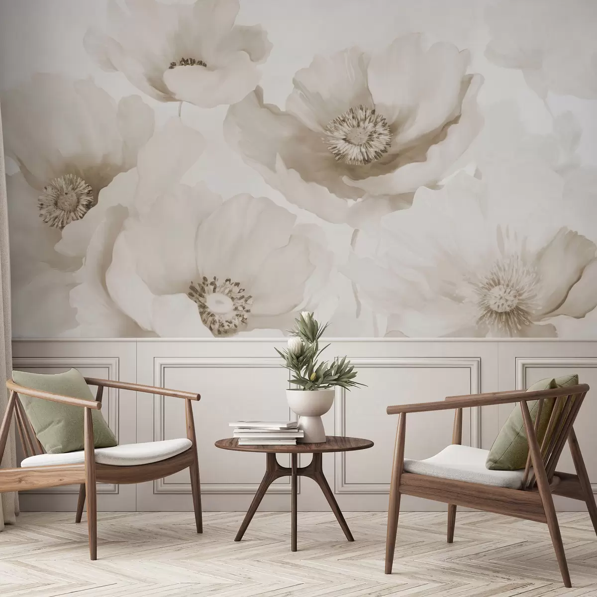 wall murals Poppies  shades of beige w04656v1