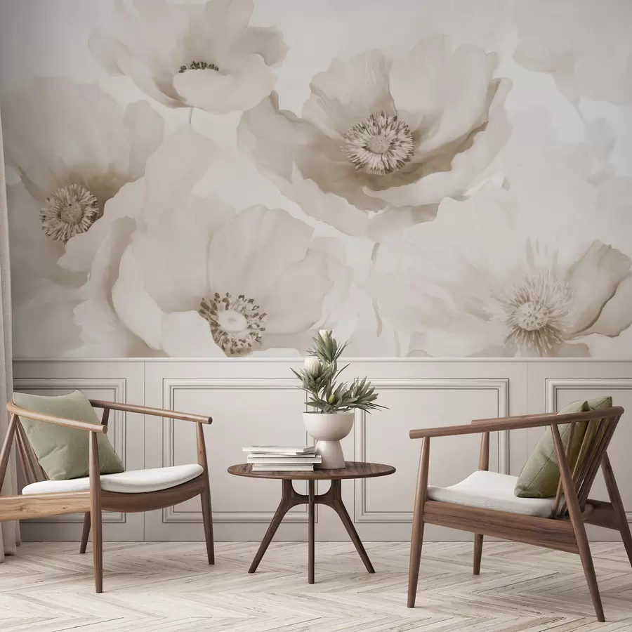 wall murals Poppies  shades of beige w04656v1