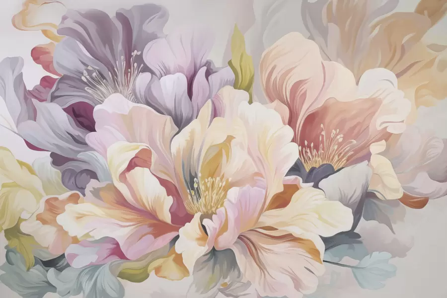 wall murals Multicolored flowers w04684
