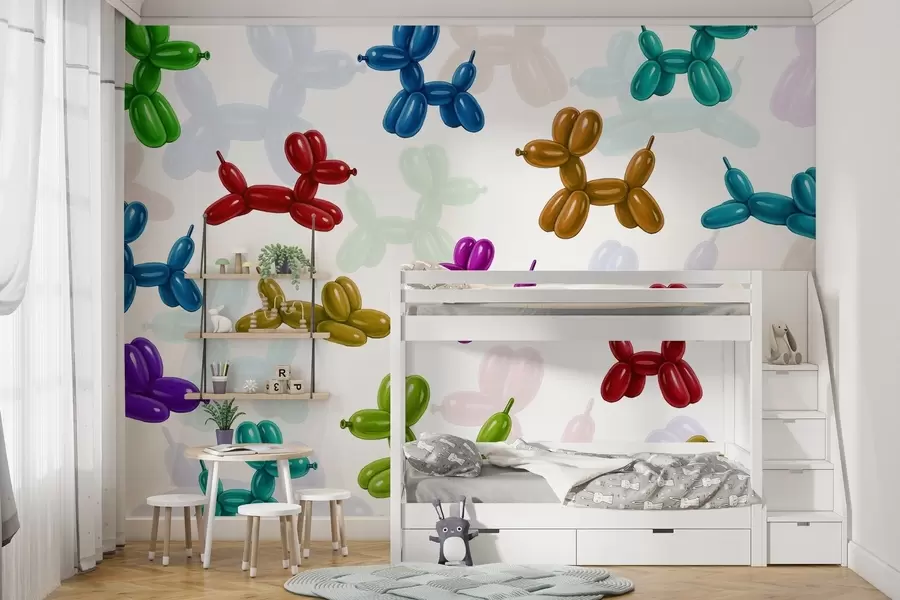 wall murals Painted dogs made of balls w04676