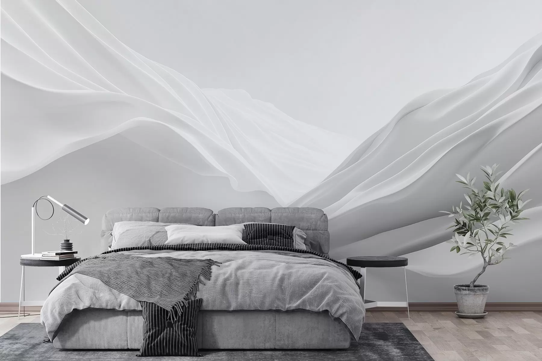 wall murals Gray mountain peaks in abstract form w09434