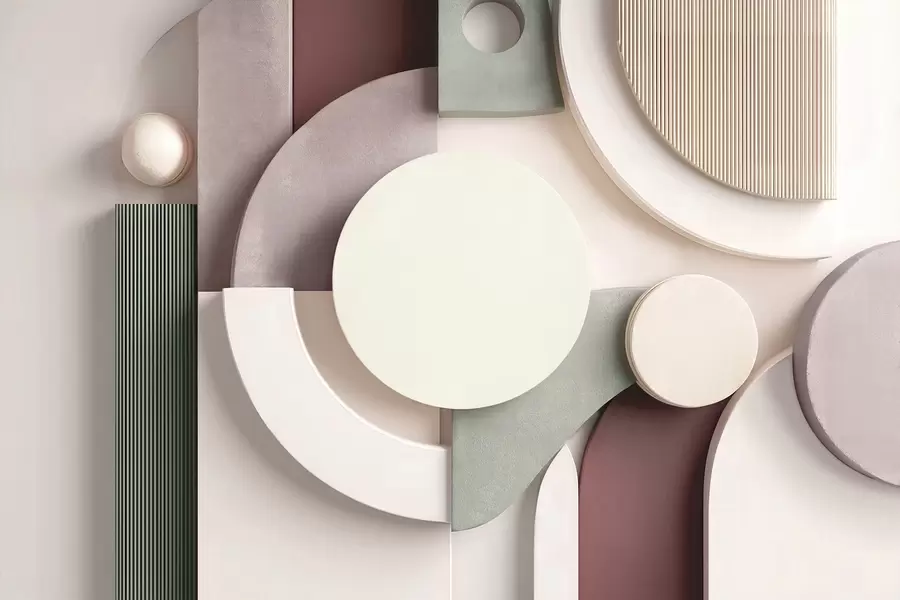 wall murals Modern volumetric abstraction in soft shades w09441