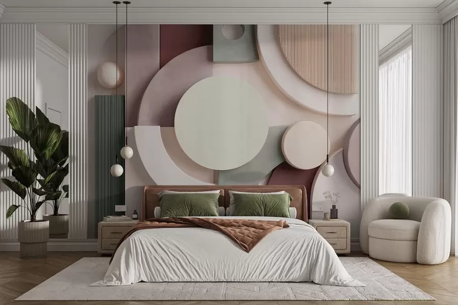 wall murals Modern volumetric abstraction in soft shades w09441