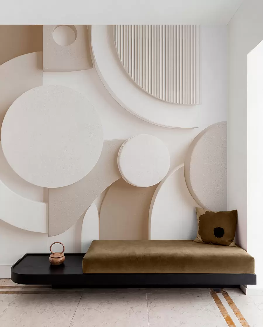 wall murals Modern volumetric abstraction in beige shades w09441v1