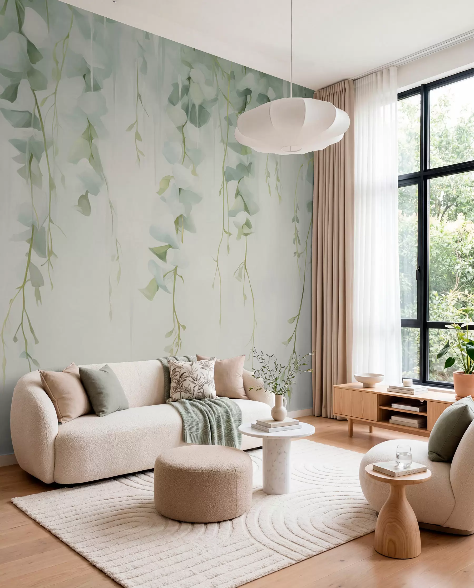 wall murals Hanging branches with leaves w04722