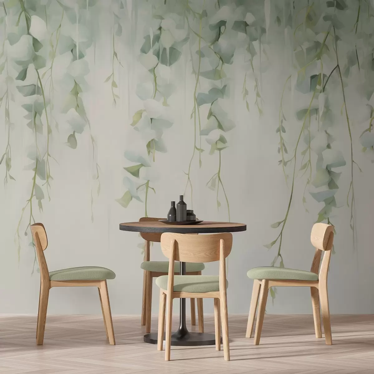 wall murals Hanging branches with leaves w04722