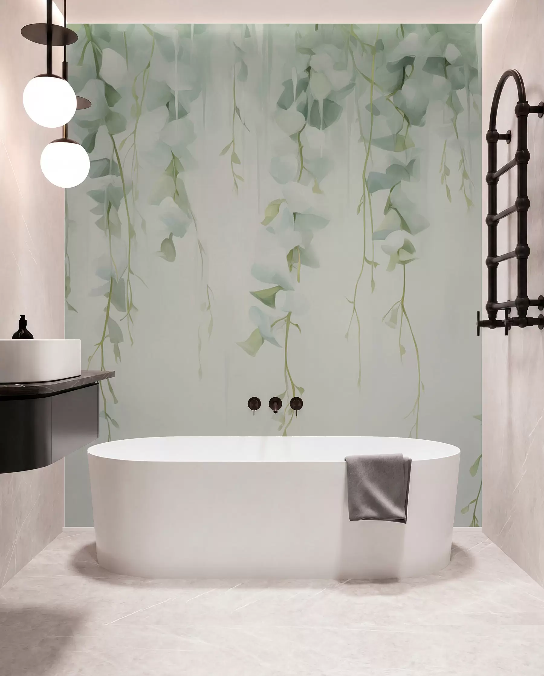 wall murals Hanging branches with leaves w04722