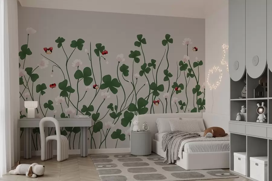 wall murals Painted meadow clover w04677