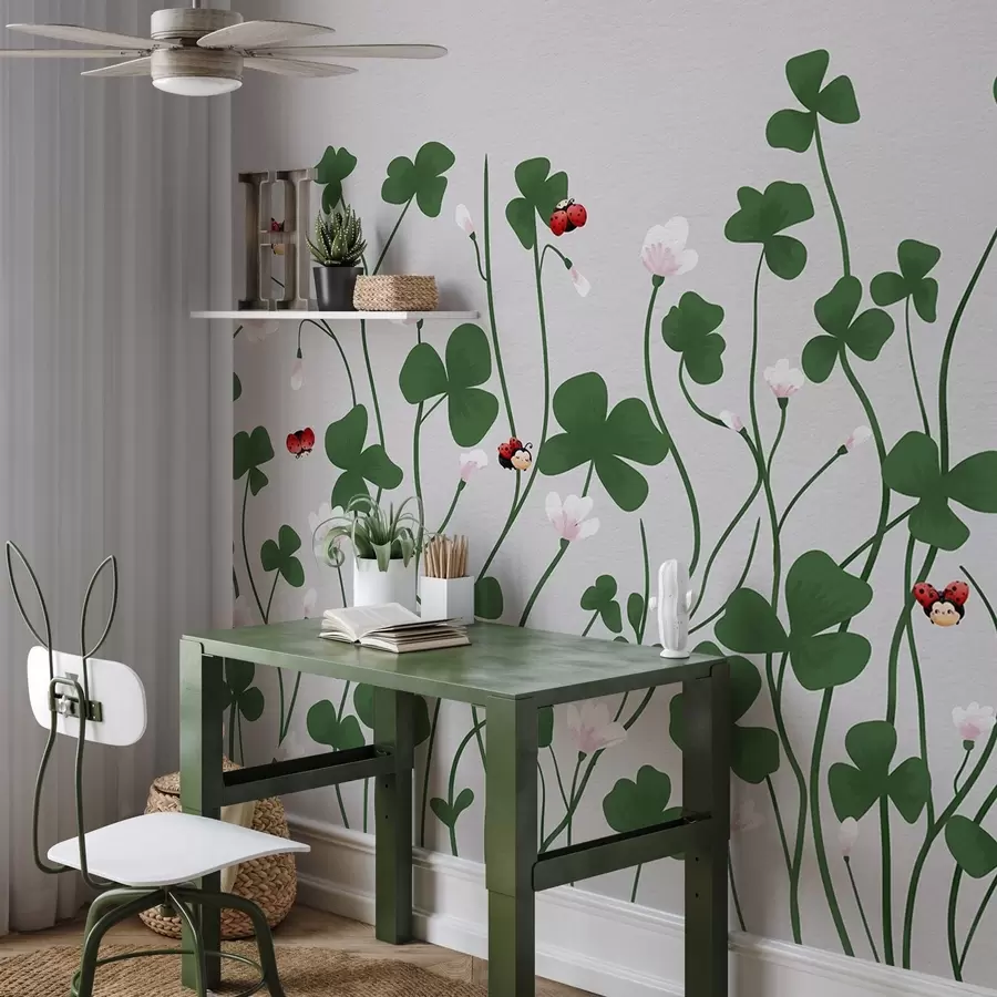 wall murals Painted meadow clover w04677