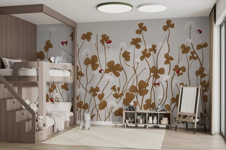 wall murals Painted meadow clover w04677v2