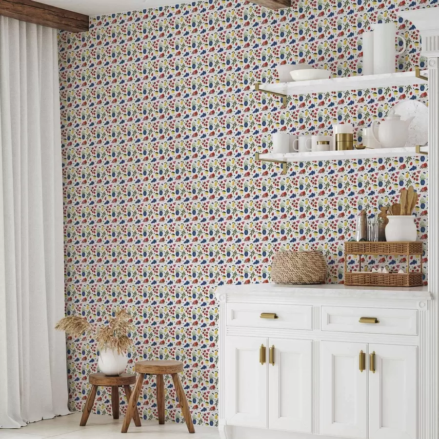 wall murals Bright fruit-botanical pattern on a white background a00637v1