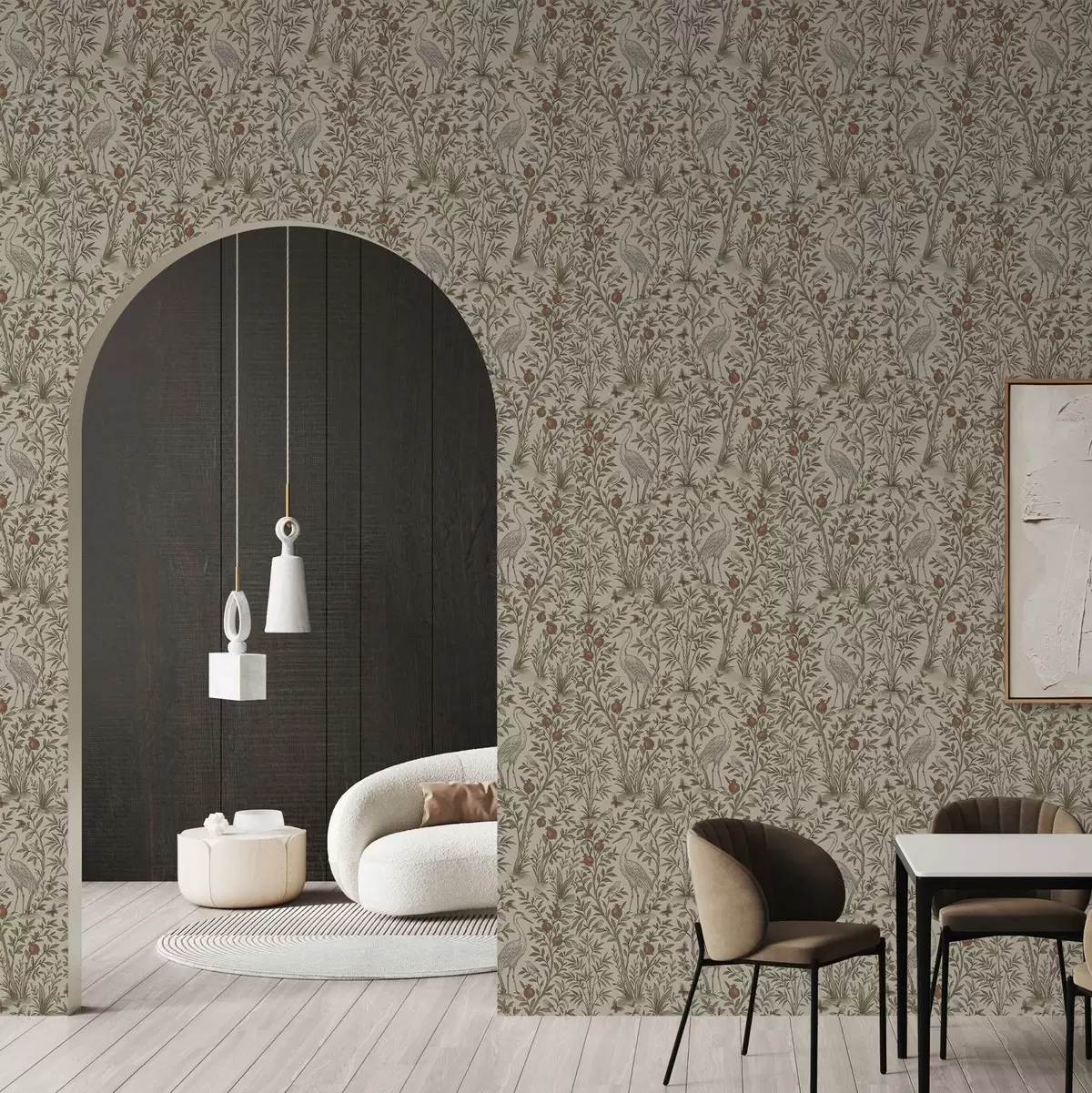 Wallpaper Birds among pomegranate trees in a natural setting a00699