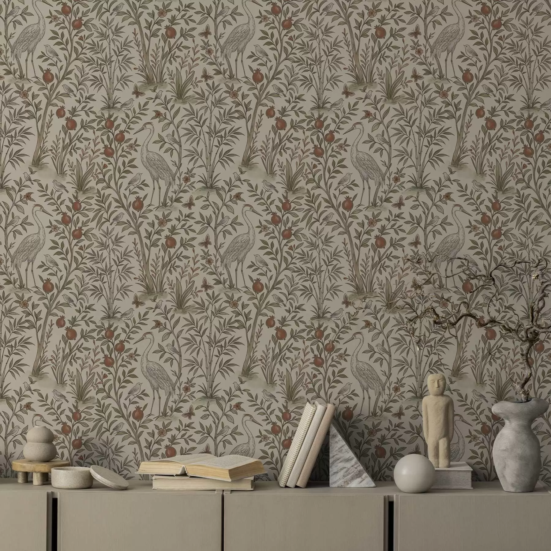 wall murals Birds among pomegranate trees in a natural setting a00699