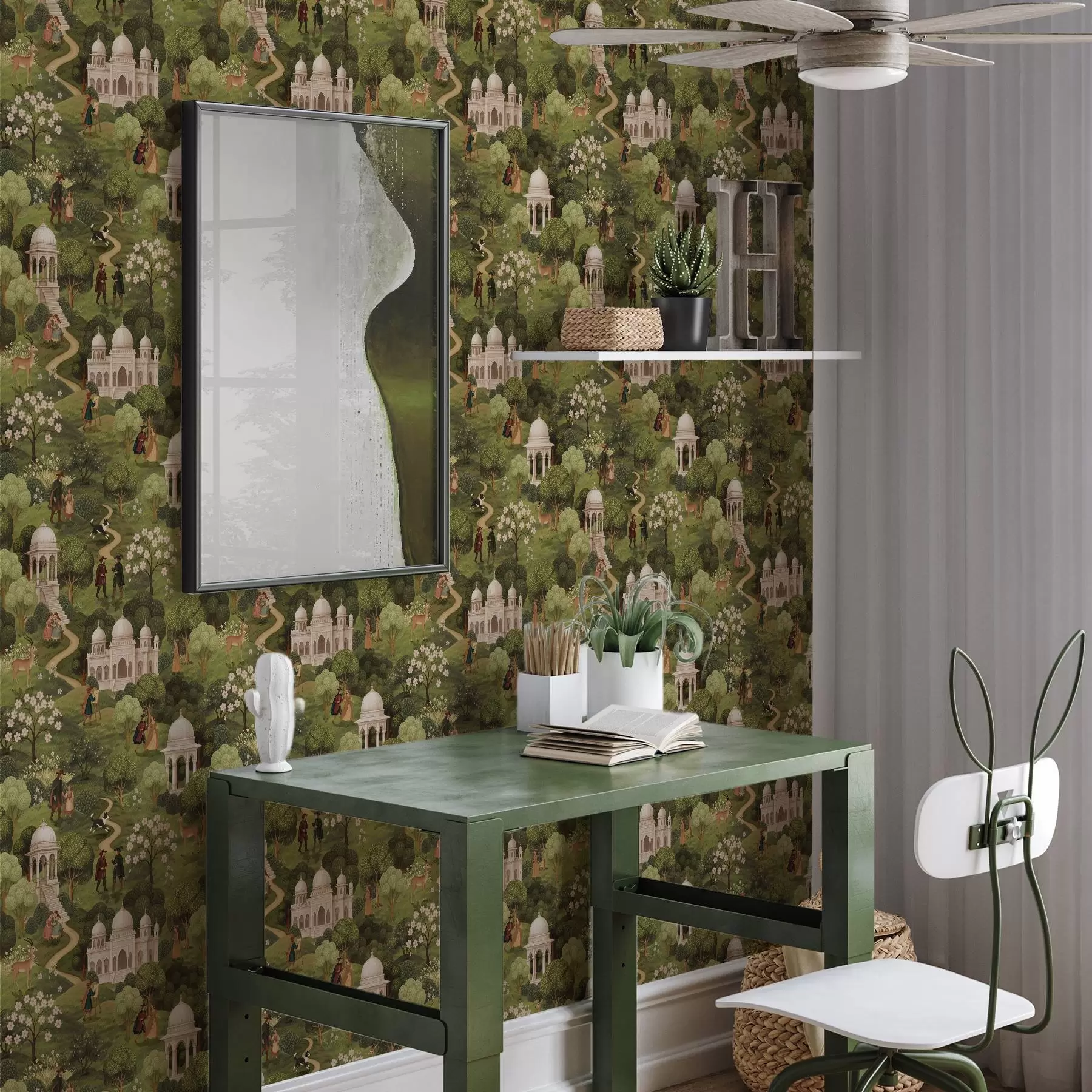 wall murals Park scene with trees and architecture in a landscape style a00705