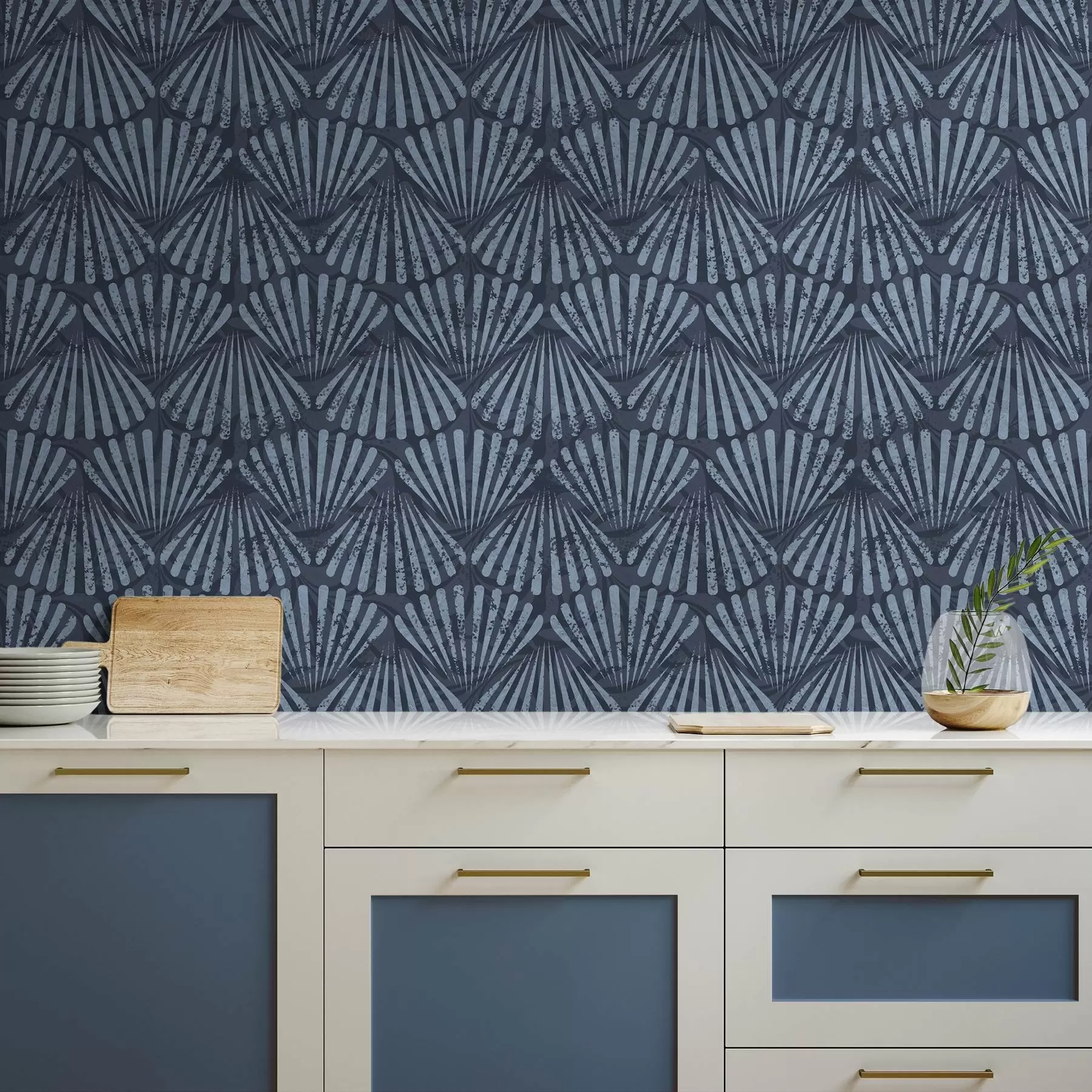 wall murals Abstract rays in shades of blue, dynamic motif a00710