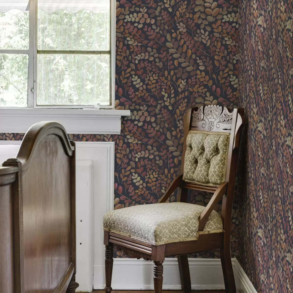 Wallpaper Autumn leaves in warm orange-pink tones a00799v2