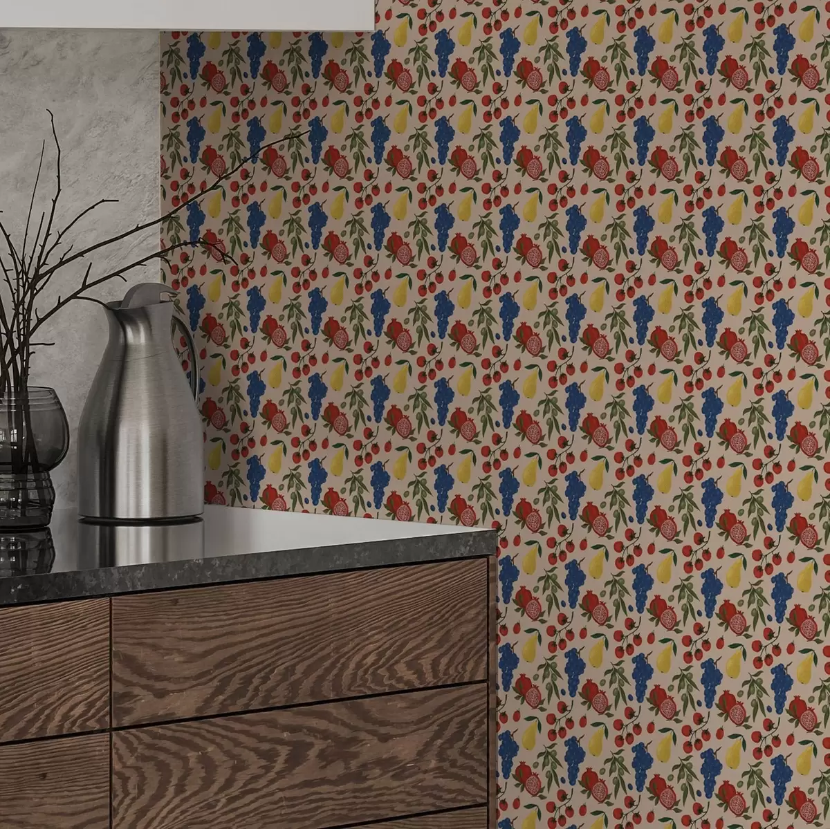 Wallpaper Juicy fruits on a warm beige background a00801v1