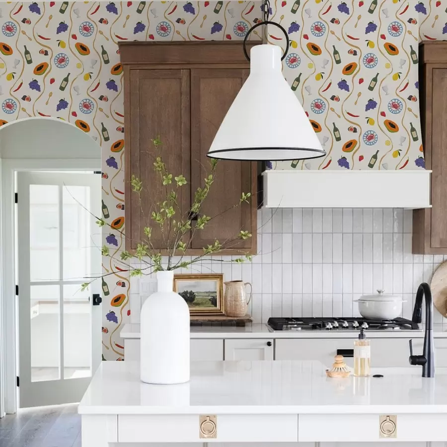 wall murals Bottles, papaya, lemons, and spices on a light background a00802