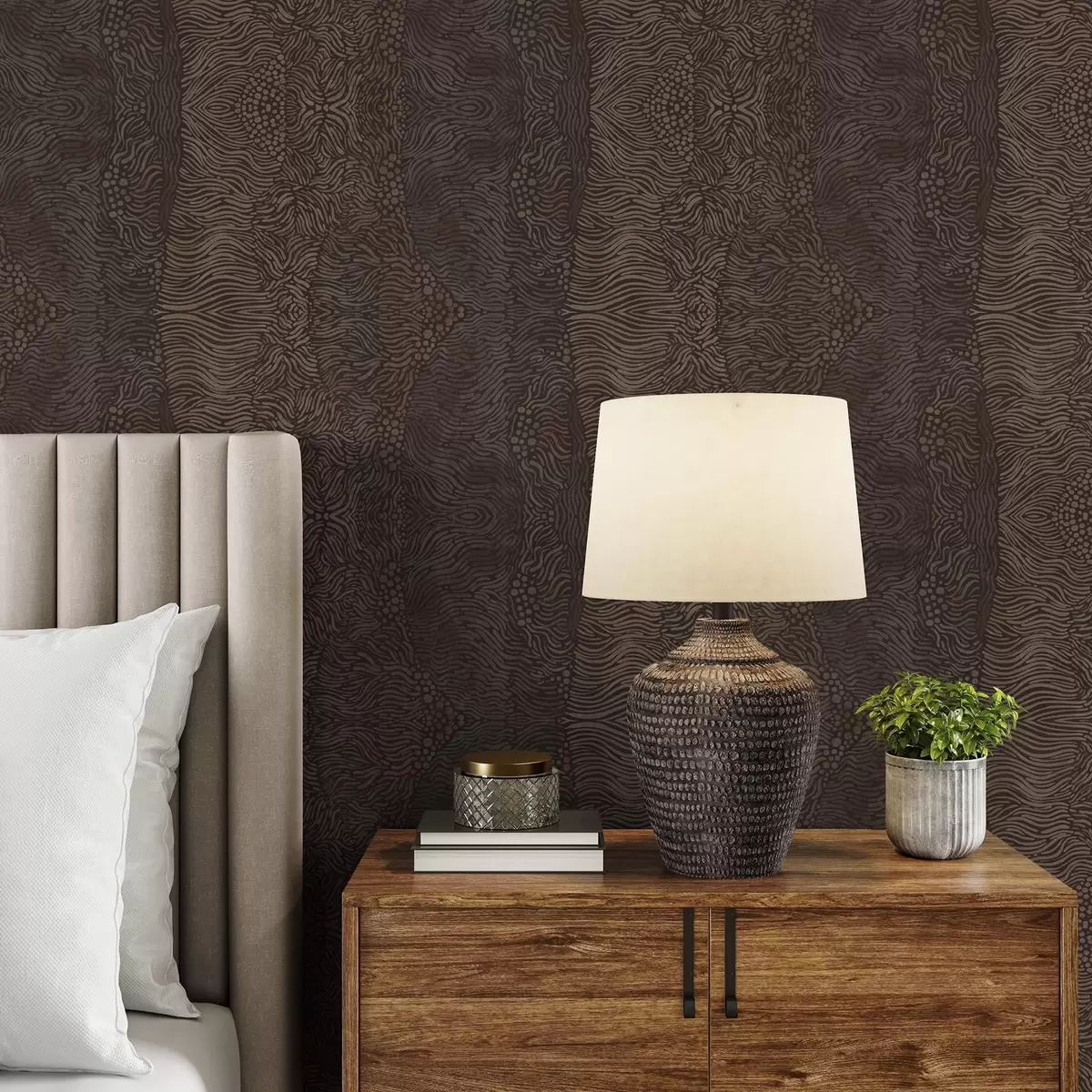 Wallpaper Wavy abstract pattern in warm brown tones a00804v1
