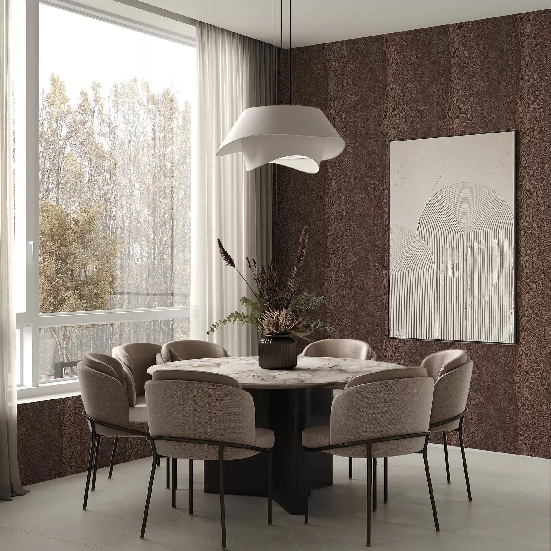 wall murals Wavy abstract pattern in warm brown tones a00804v1